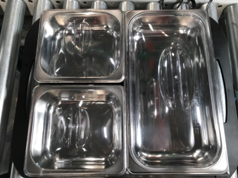 Photo 4 of Chefman Electric Buffet Server + Warming Tray w/Adjustable Temperature & 3 Chafing Dishes, Hot Plate Perfect for Holidays, Catering, Parties, Events & Home Dinners, 14" x 14" Surface, Stainless Steel Buffet 