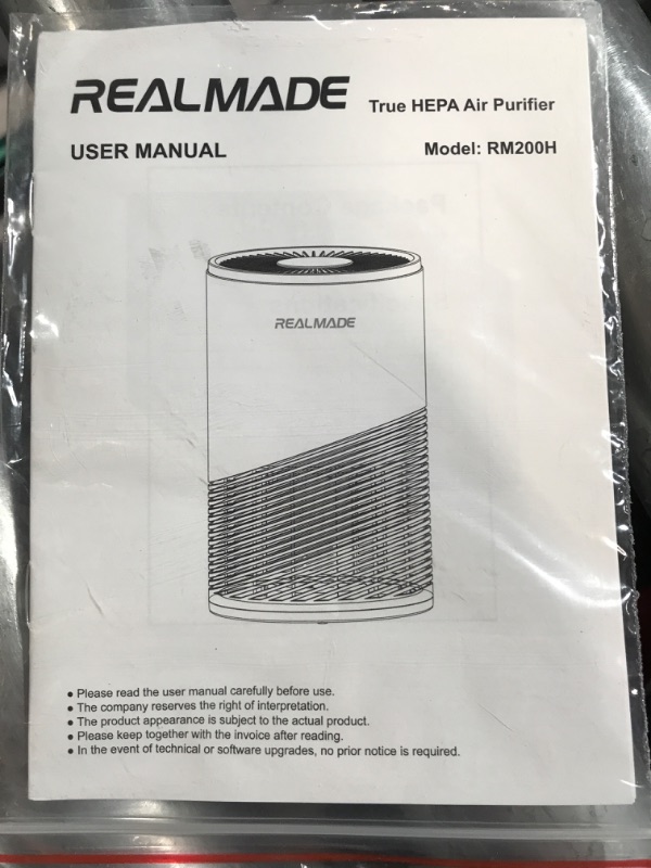 Photo 7 of **SEE NOTES** Air Purifiers for Home Large Room Up To 1076 sq.ft,REALMADE H13 True HEPA Air Filter for Pets Dander, Dust, Smoke, Smell with 3 Speeds, 12 Timers, PM 2.5 Monitor Air Purifiers for Home RM200H-Black