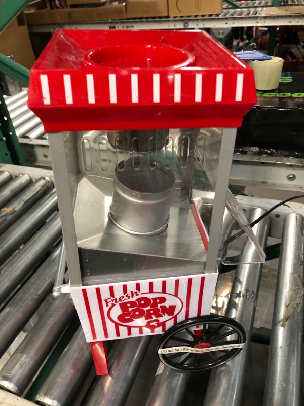 Photo 3 of **SEE NOTES** Nostalgia Vintage Table-Top Popcorn Maker, 12 Cups, Hot Air Popcorn Machine with Measuring Cap, Oil Free, White and Red Red/White