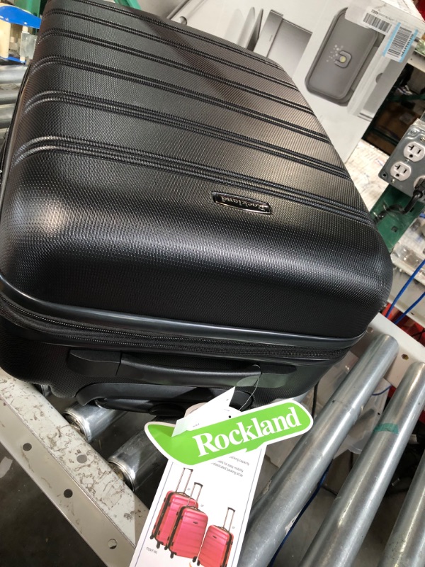 Photo 3 of **SEE NOTES** Rockland Melbourne Hardside Expandable Spinner Wheel Luggage, Purple, Checked-Medium 24-Inch Checked-Medium Black