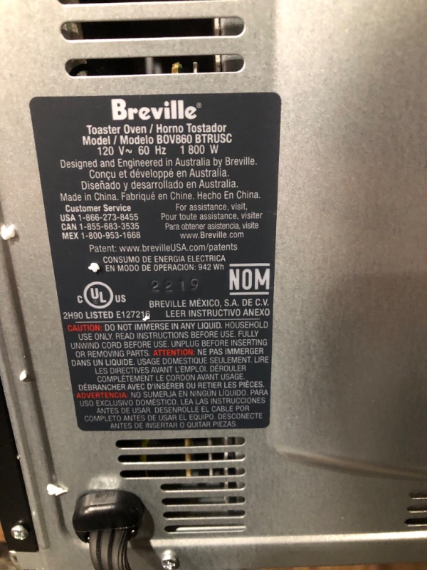 Photo 6 of [READ NOTES]
Breville Smart Oven Air Fryer Toaster Oven, Black Truffle, BOV860