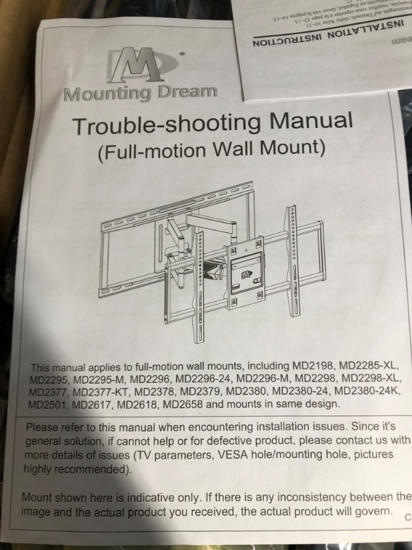 Photo 3 of Mounting Dream Long Arm TV Wall Mount for 37-75 Inch TV, 100 lbs, 16”,18”,24” Studs MD2285-LA