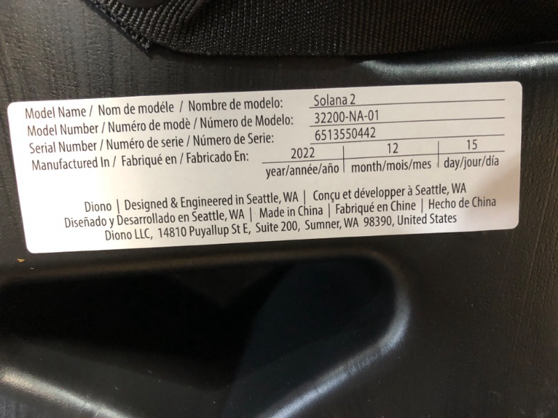 Photo 4 of Diono Solana 2 No Latch, XL Lightweight Backless Belt-Positioning Booster Car Seat, 8 Years 1 Booster Seat, Black NEW! Vehicle Belt Connect Single Black