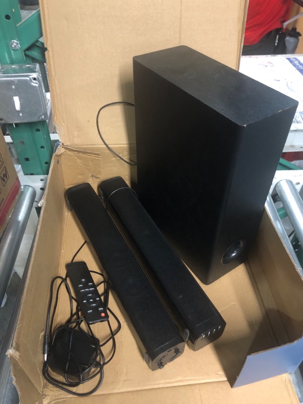 Photo 4 of **MISSING AUDIO CABLE** GEOYEAO Sound Bars for TV with Subwoofer, 2.1ch Home Audio Soundbar & 3D & Deep Bass Subwoofer | Bluetooth & Multi-Connection | 2-in-1 Detachable Design | TV Surround Sound Speaker System