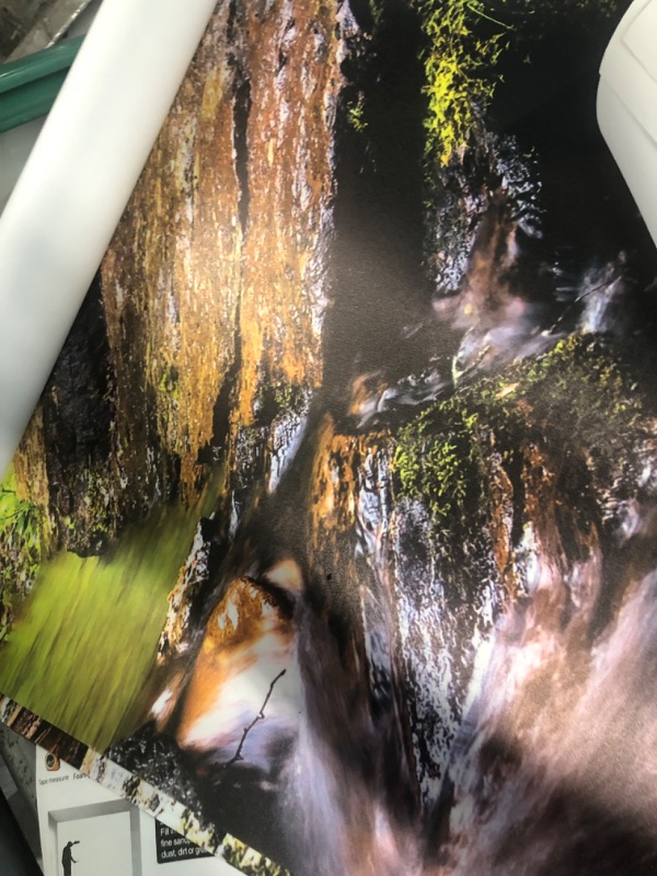 Photo 3 of **USED BUT APPEARS NEW** Reyhui 108''x75''Cascading Waterfalls in Forest Wall Mural Large Wallpaper Mural Wall Decor for Bedroom, Living Room, Kids Room(Not Self-Adhesive) 108"x75"(275x191cm) Mural-003