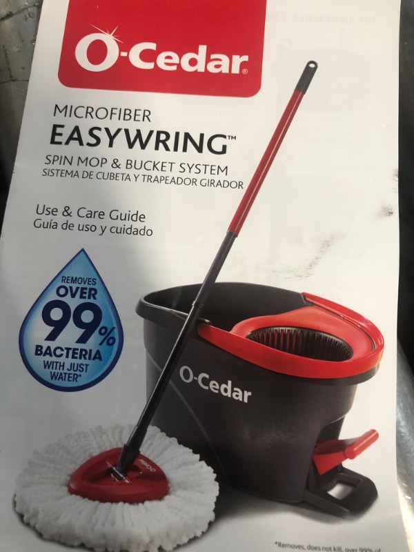Photo 5 of **MISSING ROD ATTACHMENT** O-Cedar EasyWring Microfiber Spin Mop, Bucket Floor Cleaning System, Red, Gray Spin Mop & Bucket