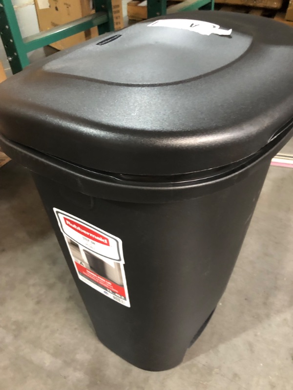 Photo 5 of **SEE NOTES** Rubbermaid Classic 13 Gallon Step-On Trash Can with Lid, Black Waste Bin for Kitchen Black Step On