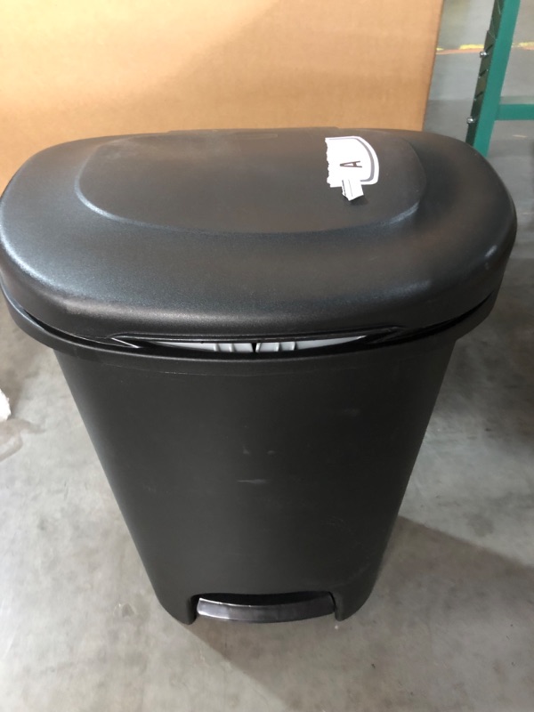 Photo 3 of **SEE NOTES** Rubbermaid Classic 13 Gallon Step-On Trash Can with Lid, Black Waste Bin for Kitchen Black Step On