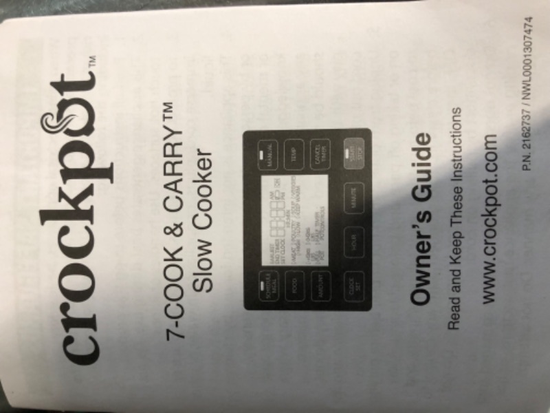 Photo 5 of **SEE NOTES** Crockpot Portable 7 Quart Slow Cooker with Locking Lid and Auto Adjust Cook Time Technology, Stainless Steel