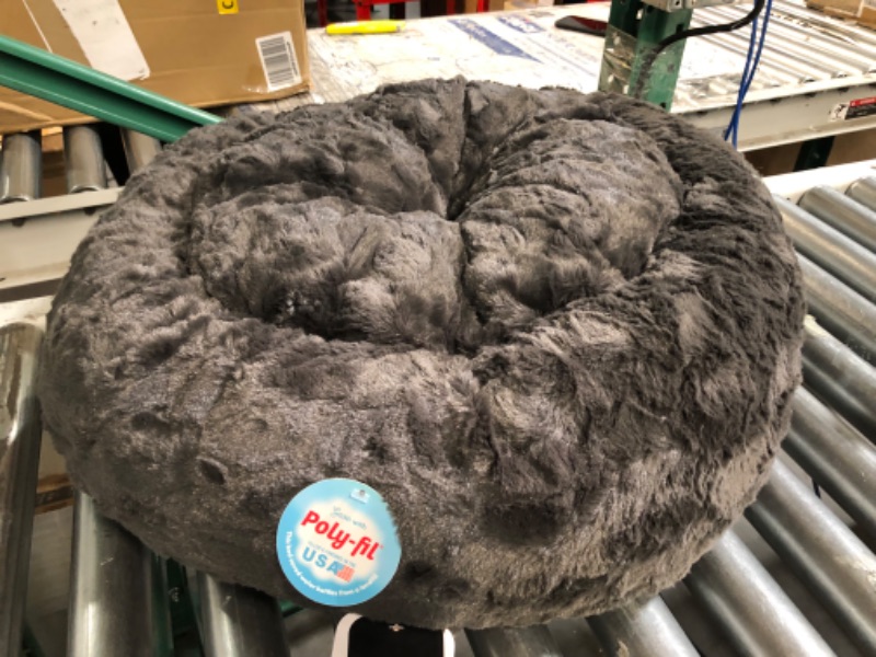 Photo 4 of **USED BUT APPEARS NEW** Best Friends by Sheri The Original Calming Donut Cat and Dog Bed in Lux Fur Charcoal Mink, Small 23x23 Lux Mink Small 23" x 23" Bed Only