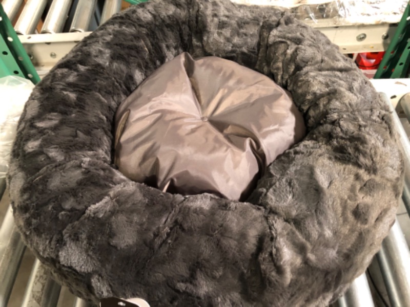 Photo 3 of **USED BUT APPEARS NEW** Best Friends by Sheri The Original Calming Donut Cat and Dog Bed in Lux Fur Charcoal Mink, Small 23x23 Lux Mink Small 23" x 23" Bed Only