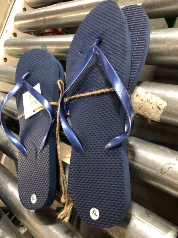 Photo 2 of (2x) Pair XL Flip Flops - Blue