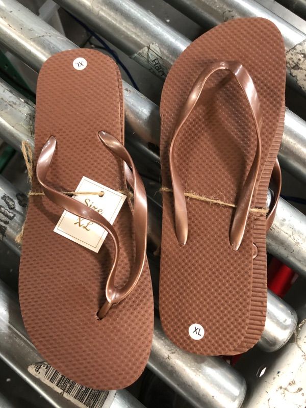 Photo 2 of (2x) Pair XL Flip Flops - Brown