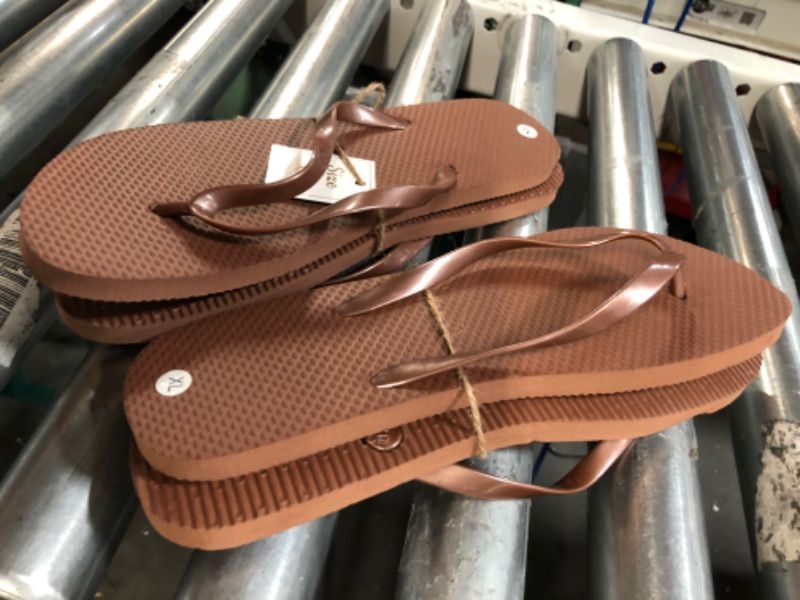 Photo 1 of (2x) Pair XL Flip Flops - Brown