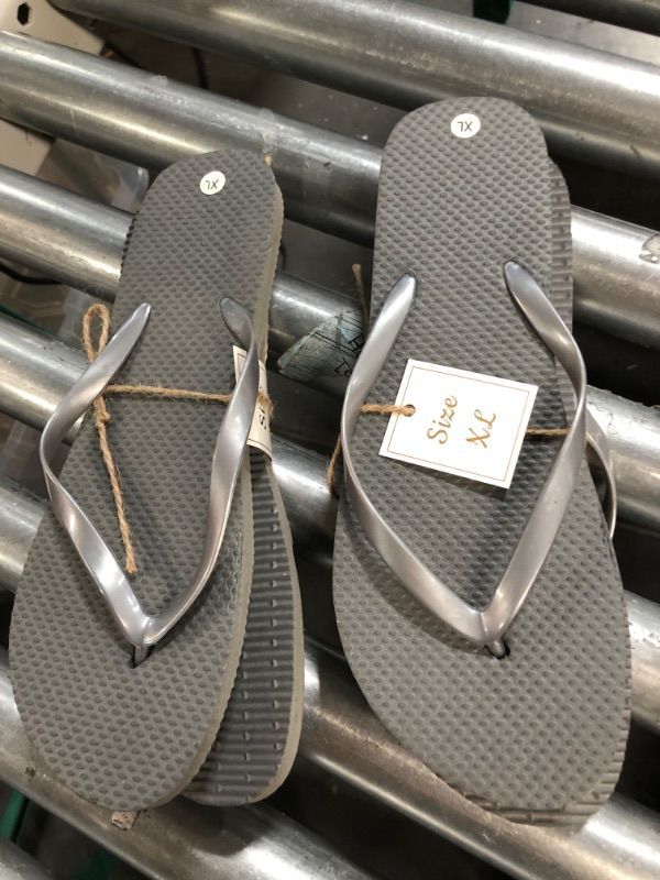 Photo 1 of (2x) Pair XL Flip Flops - Grey