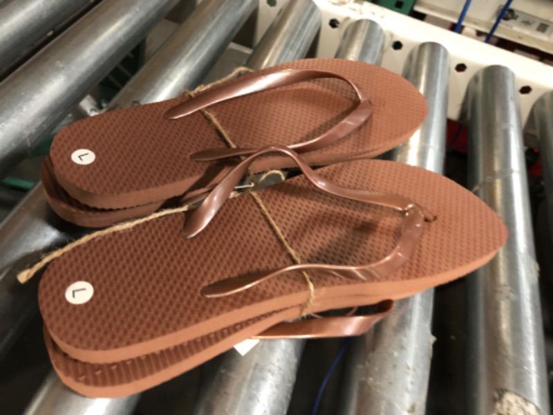 Photo 1 of (2x) Pair L Flip Flops - Brown