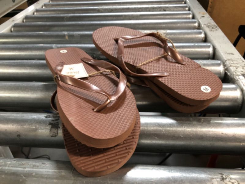 Photo 1 of (2x) Pair M Flip Flops - Brown