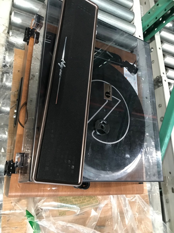 Photo 2 of *USED* *MINOR DAMAGE*
1 by ONE High Fidelity Belt Drive Turntable with Built-in Speakers, Vinyl Record Player with Magnetic Cartridge, Bluetooth Playback and Aux-in Functionality