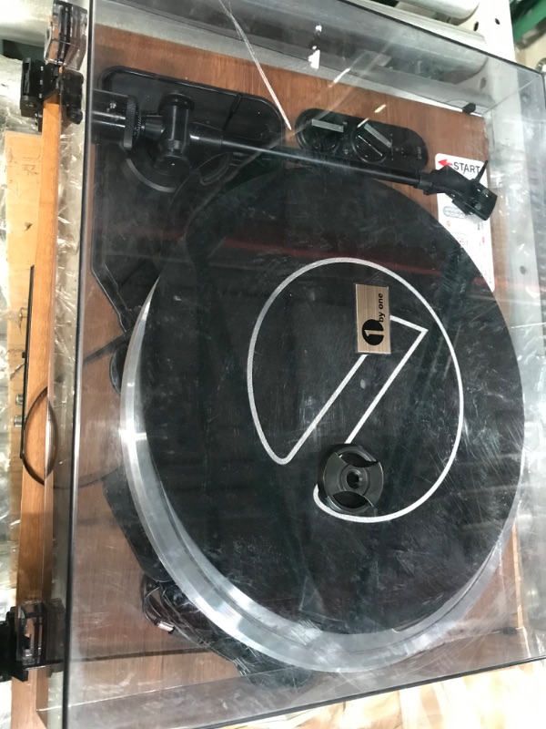 Photo 7 of *USED* *MINOR DAMAGE*
1 by ONE High Fidelity Belt Drive Turntable with Built-in Speakers, Vinyl Record Player with Magnetic Cartridge, Bluetooth Playback and Aux-in Functionality