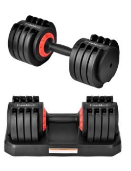 Photo 1 of 44 lbs Dumbbell, Adjustable Dumbbell with Safe Lock & Base, Fitness Dumbbell for Body Workout, Black & Red/ ONE DUMBBELL ONLY 
