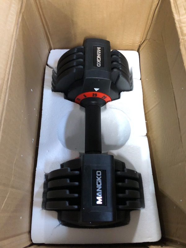 Photo 3 of 44 lbs Dumbbell, Adjustable Dumbbell with Safe Lock & Base, Fitness Dumbbell for Body Workout, Black & Red/ ONE DUMBBELL ONLY 
