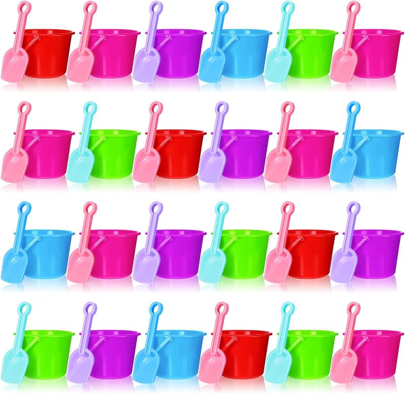 Photo 1 of 24 Sets Beach Sand Buckets and Shovels for Kids Bulk