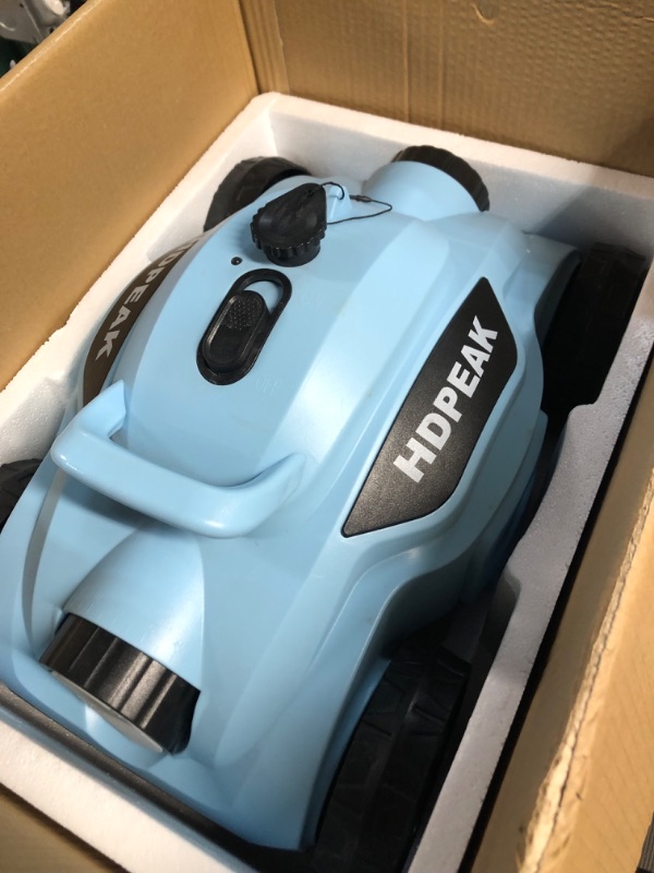 Photo 1 of Cordless Robotic Pool Cleaner, HDPEAK Pool Vacuum Lasts 110 Mins, Auto-Parking, Rechargeable, Automatic Cordless Pool Vacuum Ideal for Above/In-Ground Pools Up to 50 feet, Blue