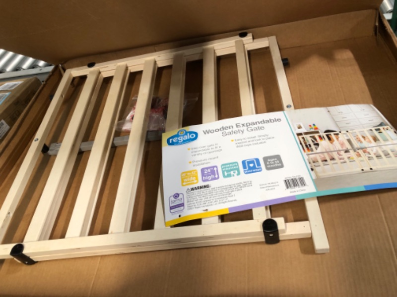 Photo 5 of *used*
Regalo Easy Fit Wooden Decor Adjustable 42-Inch Extra Wide Baby Gate, Natural Wood