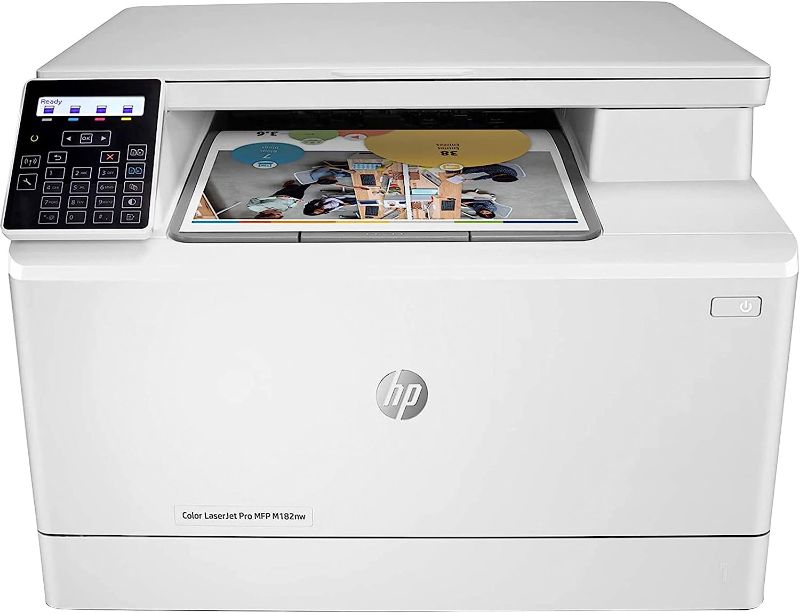 Photo 1 of *used* see notes**HP Color LaserJet Pro M182nw Wireless All-in-One Laser Printer, Remote Mobile Print, Scan & Copy, Works with Alexa (7KW55A), White