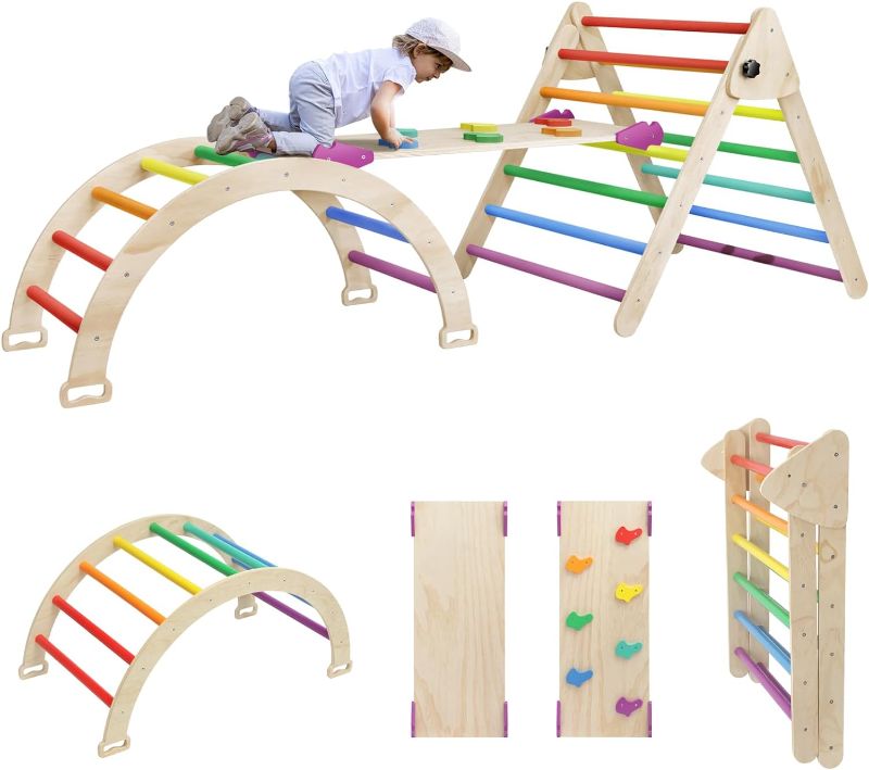 Photo 1 of *used*
EDOSTORY 5 in 1 Pikler Triangle Toys, Ladder Set with Slide and Climbing Ramp,(Colorful) 