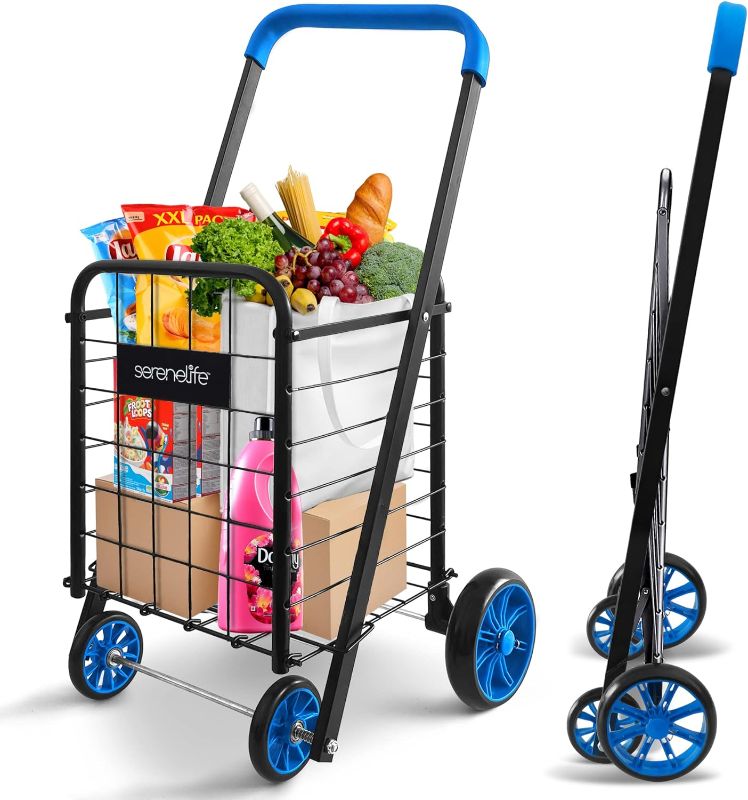 Photo 1 of *missing items* *used*
SereneLife Kids Folding Grocery Utility Shopping Cart w/Rolling Swivel Wheels, 66 lbs Capacity