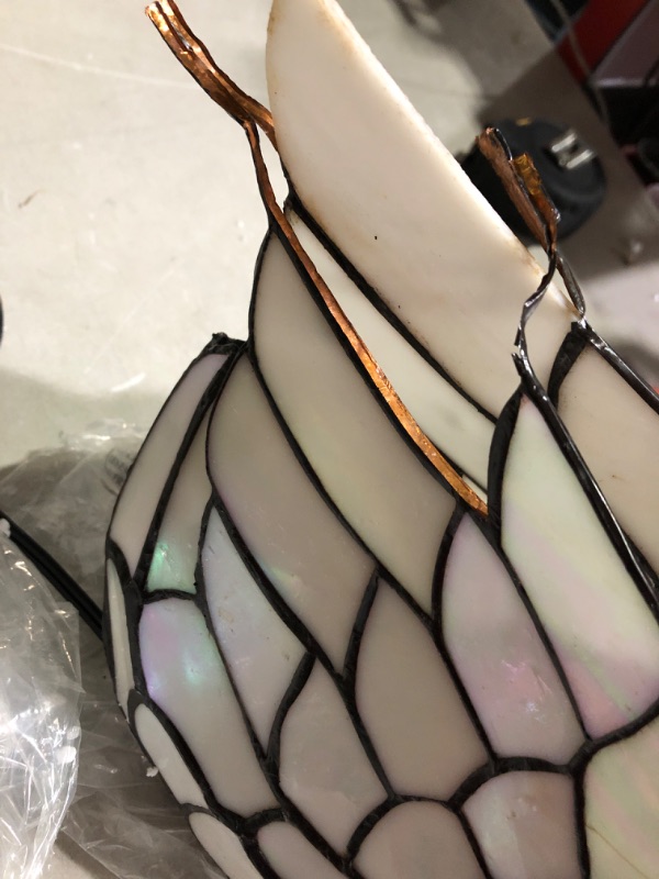 Photo 5 of * used * damaged * see images * 
Bieye L10773 White Swans Tiffany Style Stained Glass Accent Table Lamp Night Light for Bedside 