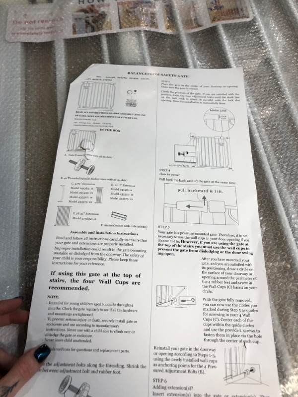 Photo 2 of BalanceFrom Easy Walk-Thru Safety Gate for Doorways and Stairways with Auto-Close/Hold-Open Features, Multiple Sizes, White, Model: None, 43.3 - 48 inch 43.3 - 48 inch Cool White