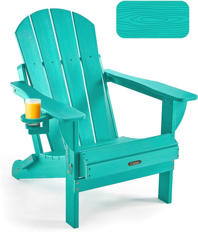 Photo 1 of *used*
Ciokea Folding Adirondack Chair Wood Texture, Patio Adirondack Chair Weather Resistant, Plastic