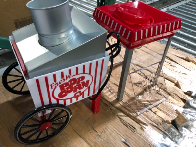 Photo 2 of *used*
Nostalgia Vintage Table-Top Popcorn Maker, 12 Cups, Hot Air Popcorn Machine with Measuring Cap, Oil Free, Red/White