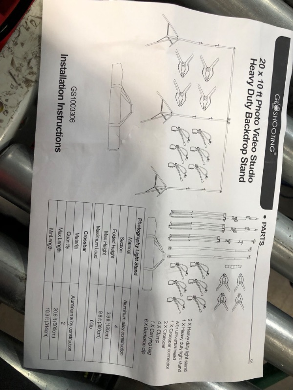 Photo 2 of GLOSHOOTING Photo Video Studio 20 x 10 ft Heavy Duty Photo Backdrop Stand 