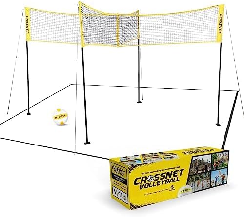 Photo 1 of ***DAMAGED - SEE NOTES***
CROSSNET 4-Way Volleyball Net with Carrying Backpack & Ball - 4 Square Volleyball Game 