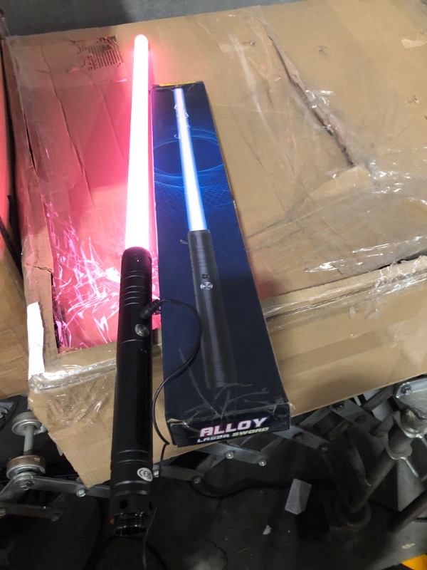 Photo 2 of **PARTS** **SEE NOTES** Lelancok Two Dueling Light Sabers,RGB 7 Colors Changeable 