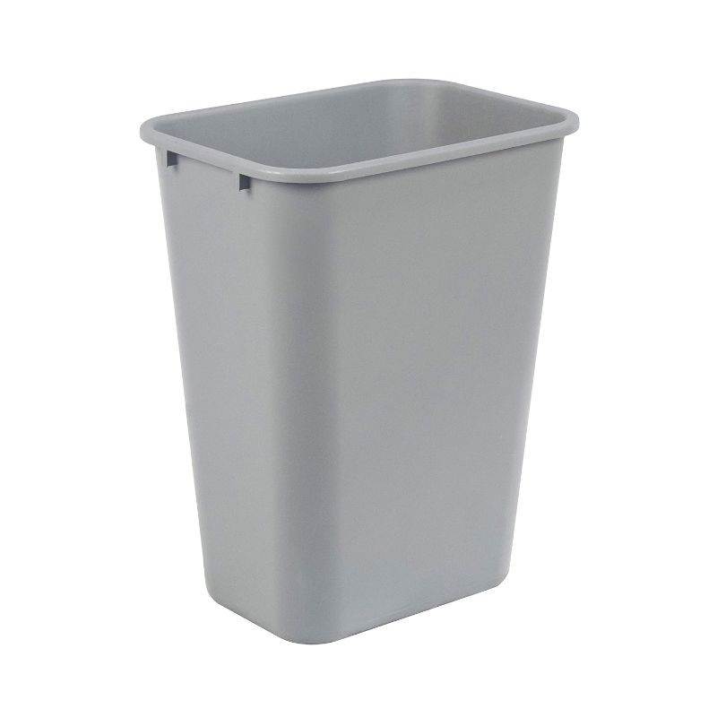 Photo 1 of  10 Gallon Rectangular Commercial Office Wastebasket, 1 Pack, Grey