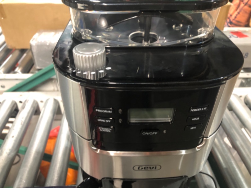 Photo 3 of **NONREFUNDABLE**FOR PARTS OR REPAIR**SEE NOTES**
10-Cup Drip Coffee Maker, Brew Automatic Coffee Machine with Built-In Burr Coffee Grinder, Programmable Timer Mode and Keep Warm Plate, 1.5L Large Capacity Water Tank, Removable Filter Basket, 900W Silver 