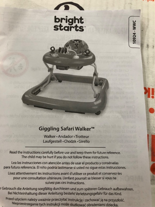 Photo 3 of Bright Starts Giggling Safari Walker with Easy Fold Frame for Storage, Ages 6 Months +