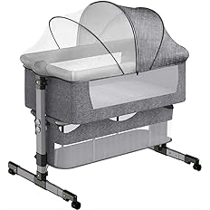Photo 1 of Baby Bassinet , 2 Height Adjustable Baby Bed and Bedside Crib Bedside Sleeper, Portable Baby Crib, Baby Bedside Swingable Bassinet for New Born with Mattress, Breathable Net