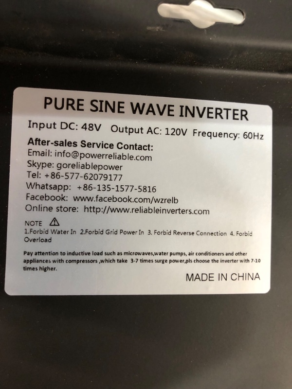 Photo 6 of WZRELB 5000W 48V 120V Pure Sine Wave Power Inverter with 2 AC Outlets,Car Inverter