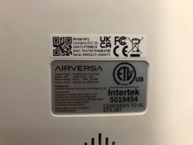 Photo 4 of * used * functional * 
Airversa HomeKit Air Purifier with Thread, 3-Stage H13 True HEPA Filter Smart Air Cleaner 