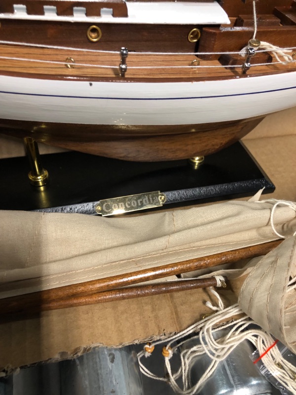 Photo 1 of SAILINGSTORY Wooden Sailboat Model Decor Boat Model Ship Sailboat Decor Yacht Model Concordia Antique Finish Ivory