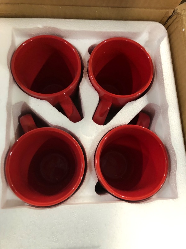 Photo 2 of vancasso SOHO Stoneware Dinnerware Sets,16 Pieces Red Square Dinner Set Service for 4,Plates and Bowls Set,Serving Plates with Dinner Plate,Dessert Plate,Bowl and Mug - Red Service for 4 (16 pcs) Red
