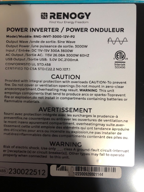 Photo 4 of * no solar panels * stock photo for reference * please see all images *
Renogy 3000W Pure Sine Wave Inverter 12V DC to 120V AC Converter & 2PCS 100 Watt 