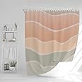 Photo 1 of 
TWO-EKS UP Ombre Modern-Boho Trendy Minimalist-Farmhouse Abstract - Shower Curtain for Bathroom, Mid Century Aesthetic Neutral Striped Shower Curatin Set, Bohemian Vintage Fabric Bath Curtains