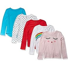 Photo 1 of Amazon Essentials Girls and Toddlers' Long-Sleeve T-Shirts (Previously Spotted Zebra), Multipacks