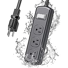 Photo 1 of Outdoor Power Strip Weatherproof, 6 FT Extension Cord, Waterproof Surge Protector with 3 Wide Outlets, 1875W Overload Protection, Shockproof Outlet Extender (6FT Black VINE3)